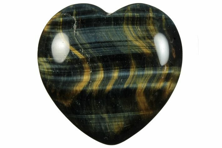 1.2" Polished Blue Tiger's Eye Hearts - Photo 1